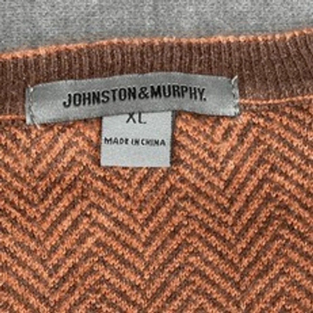 Mens‎ Silk Blend V Neck Sweater Size XL Orange Peppy Quiet Luxury Ivy League
